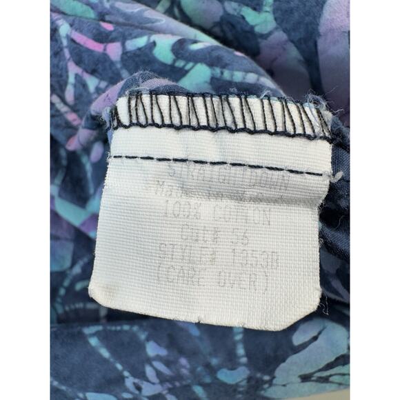 VTG 90s Straight Down Men’s Aloha Shirt M Blue Purple Hawaiian Tropical Beach - Picture 6 of 9